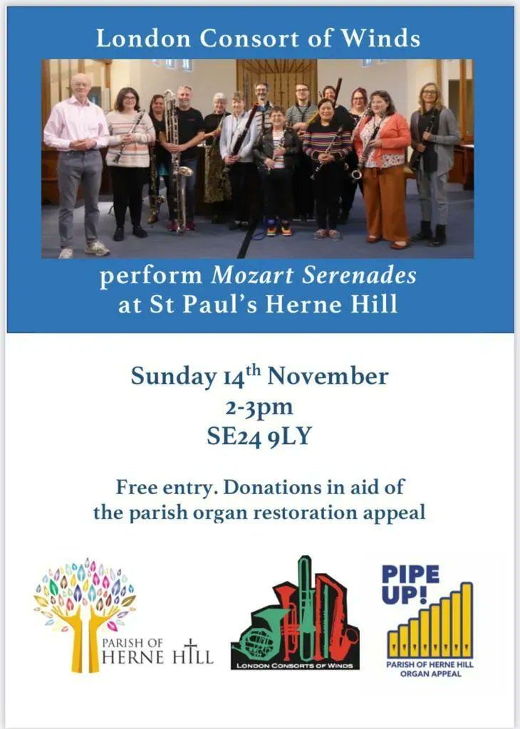 Fab concert tomorrow in St Paul's Church, Herne Hill 2-3pm 🤗

Great performers &amp; programme, FREE entry &amp; any donations go towards restoring the church organ.

#HerneHill #Music