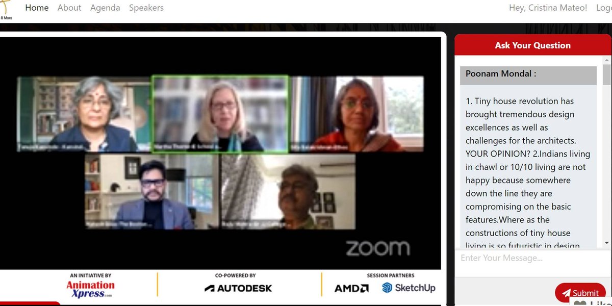 crismateo's tweet photo. .@ieArchDesign Dean @martha_thorne talked today about pragmatism and optimism and our School, in #AnimationXpress "Architecture, Design & More #virtualummi", on the challenges for the architecture and design industry in the new world #ADMSummit #ADM #architecturaldiscourse https://t.co/BMFkugfUOd