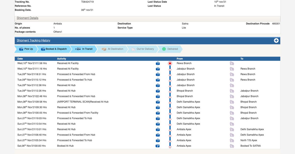 satyam0450's tweet image. Dtdc courier service will be stuck more then three days ⁦@DTDCIndia⁩ @DTDCIndia⁩  #lateservice try to reach you last three days tracking no -T06424719