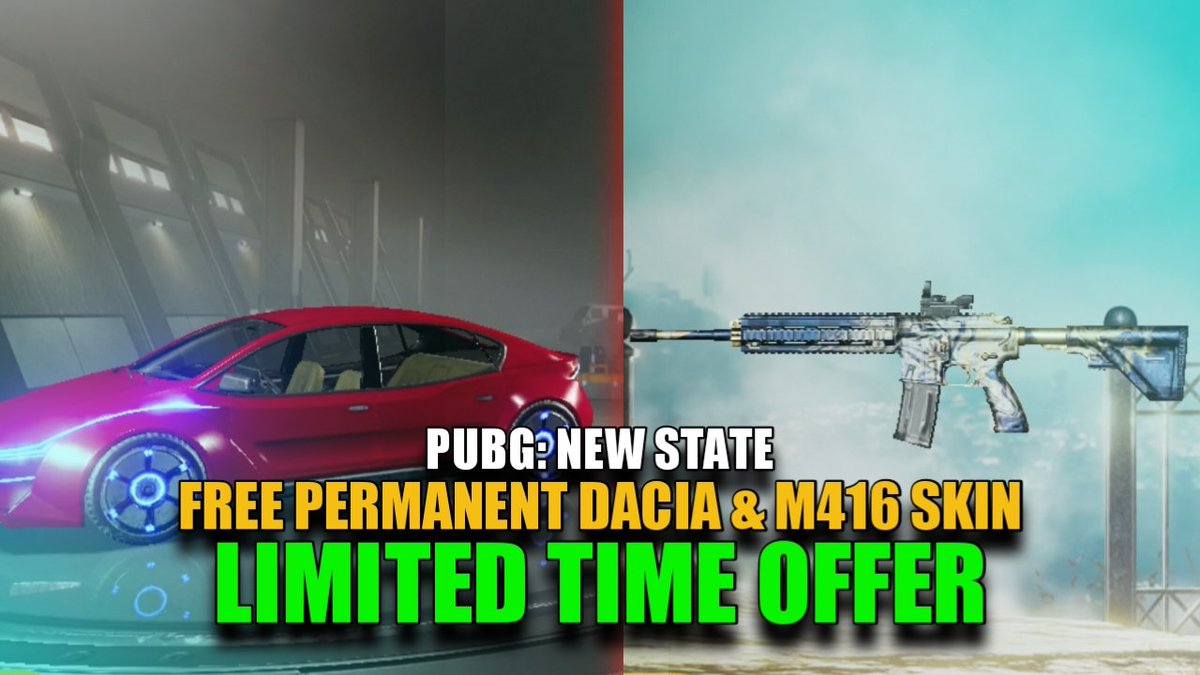 shieldwarrioryt's tweet photo. FREE PERMANENT DACIA &amp; M416 SKIN, BP SHOP | PUBG NEW STATE

Watch her👉 https://t.co/eqjYtuZ8YG

#PUBGNEWSTATE #PUBGNEWSTATEINDIA #freedaciaskin #FreeDaciaSkin #M416Skin https://t.co/9CHfLu2YMK