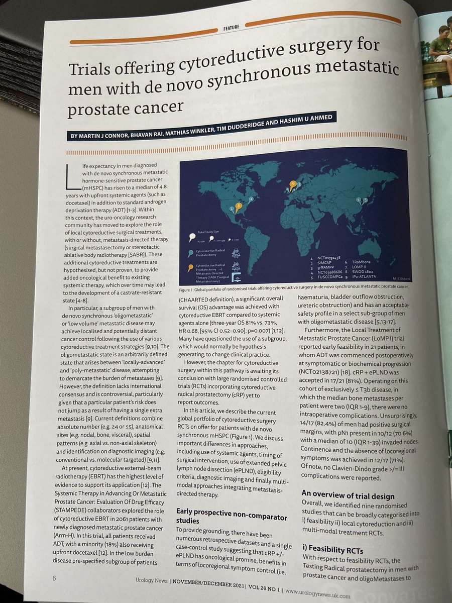 LondonProstate1's tweet photo. Well done Martin on a nice article summarising trials in cytoreductive surgery in metastatic prostate cancer in @Uro_News 
@IP_London 
@timdudderidge 
@stingrai78 
@Connor_Urol 
@SageOfLondon1 
@AtlantaIp2 @MatterTrial https://t.co/EaqTyN3OiI