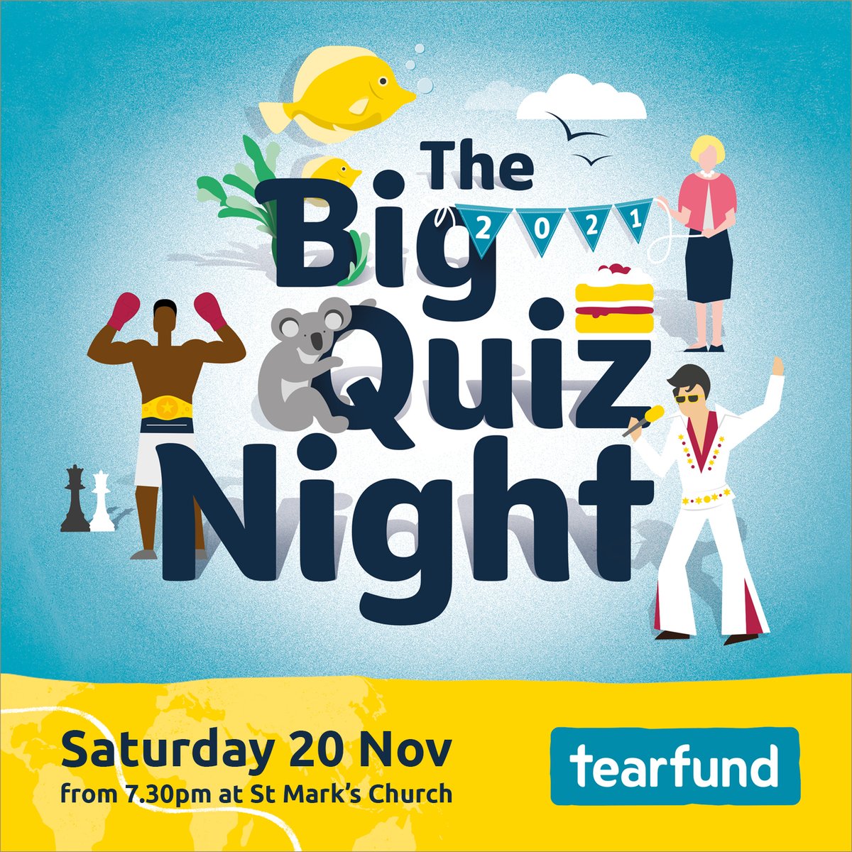 StMarksExeter's tweet photo. ENTRY IS £5 PER PERSON 
(Maximum 6 people per team)
Click the link below to register your team
https://t.co/caF0cqVolH
Join is n Saturday 20 November 2021 as churches and groups from every corner of the UK will take part in Tearfund’s Big Quiz Night. https://t.co/N1jOk2n5T4