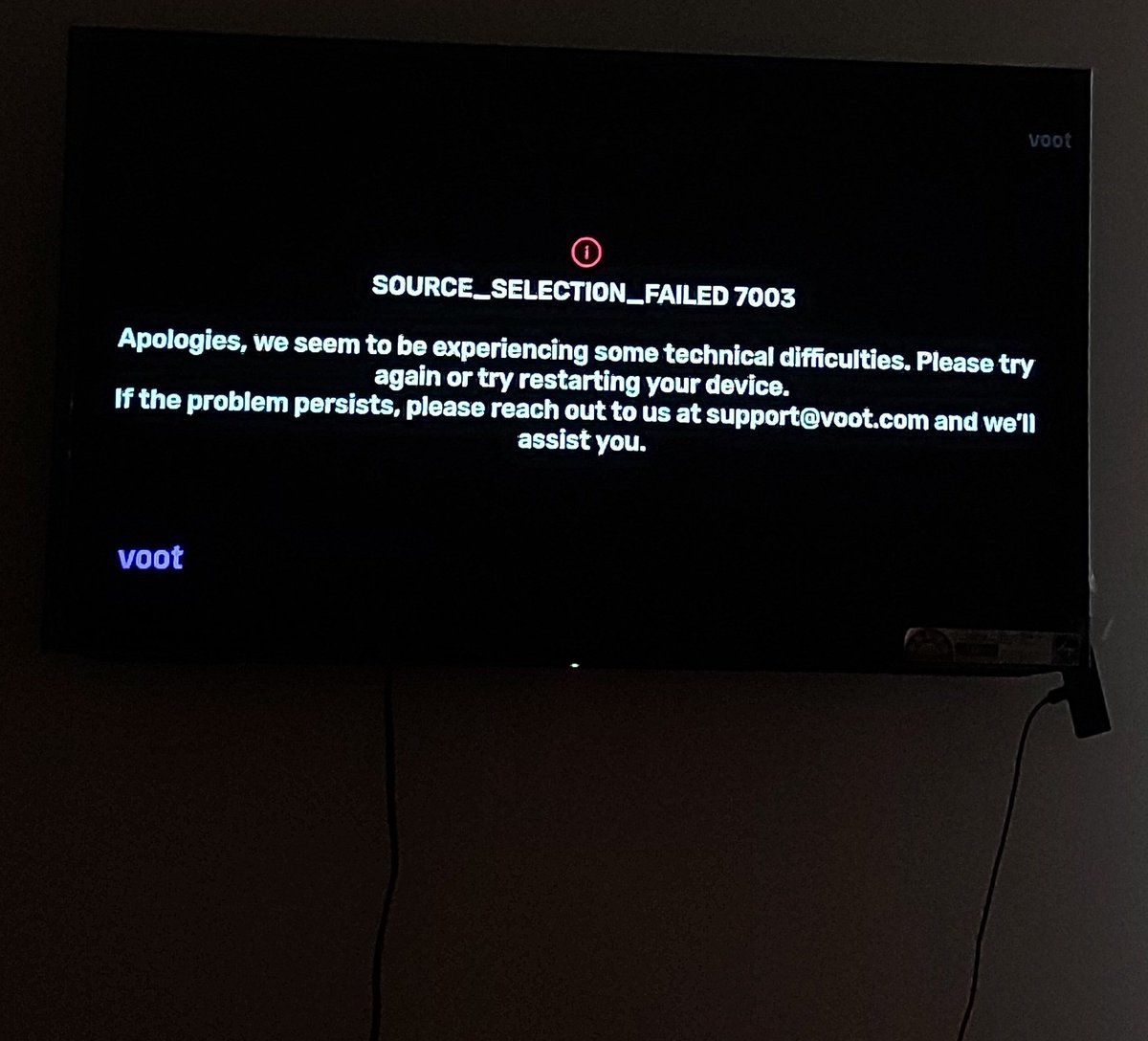 DoodleOxide's tweet photo. @VootSupport And now the error code is different but content still not playing! https://t.co/t4D7KuL6rG