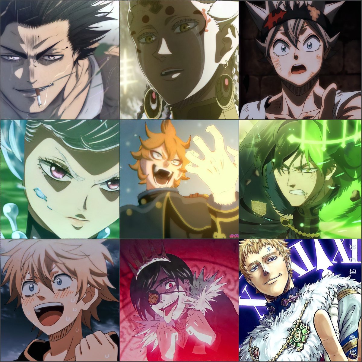 Tyreeekee's tweet photo. My 9 Favorite characters in #BlackClover https://t.co/UZBBAJmiew