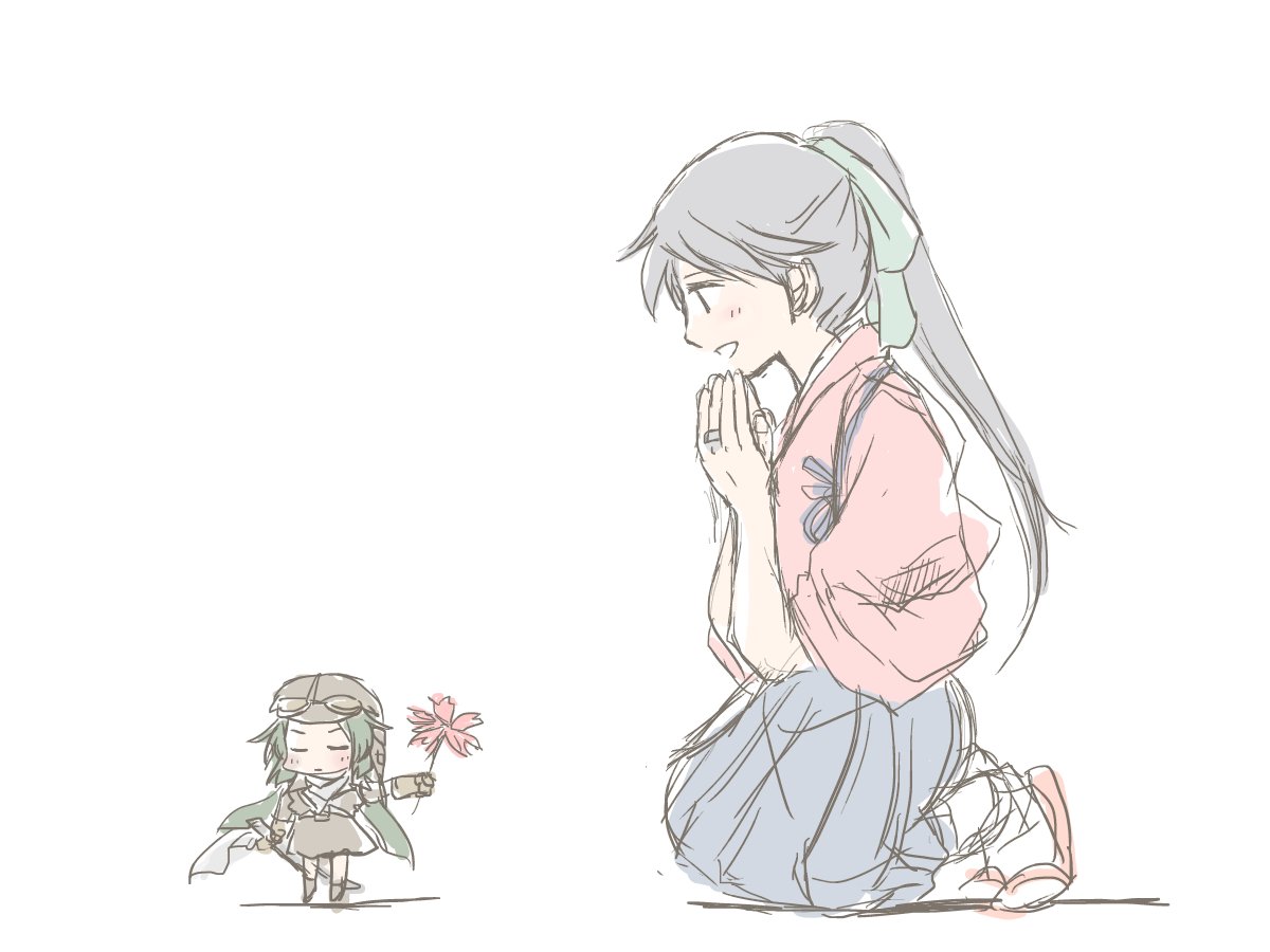 装備妖精 ,鳳翔(艦これ) 「#鳳翔さん100周年おめでとう祭 

菅野妖精さんの祝福(2018.5) 」|RIEのイラスト