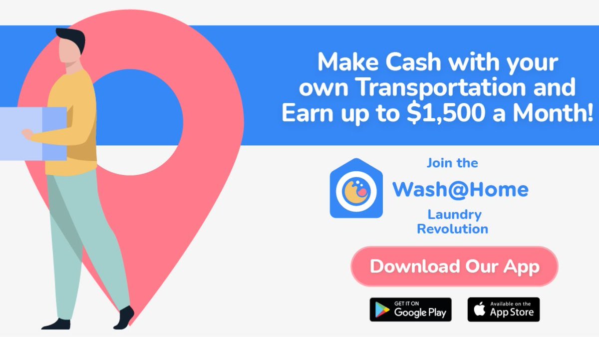 WashAtHome_'s tweet photo. Have You Ever Thought About Earning Money by Driving or Cycling? Wash@Home Gives You the Chance to Earn Money by Delivering Laundry. All You Need is Transportation and Some Free Time. #WashAtHome #Laundry #LaundryDay #Delivery #Courier https://t.co/2NlxR8AVIZ https://t.co/gruwgx3XFV
