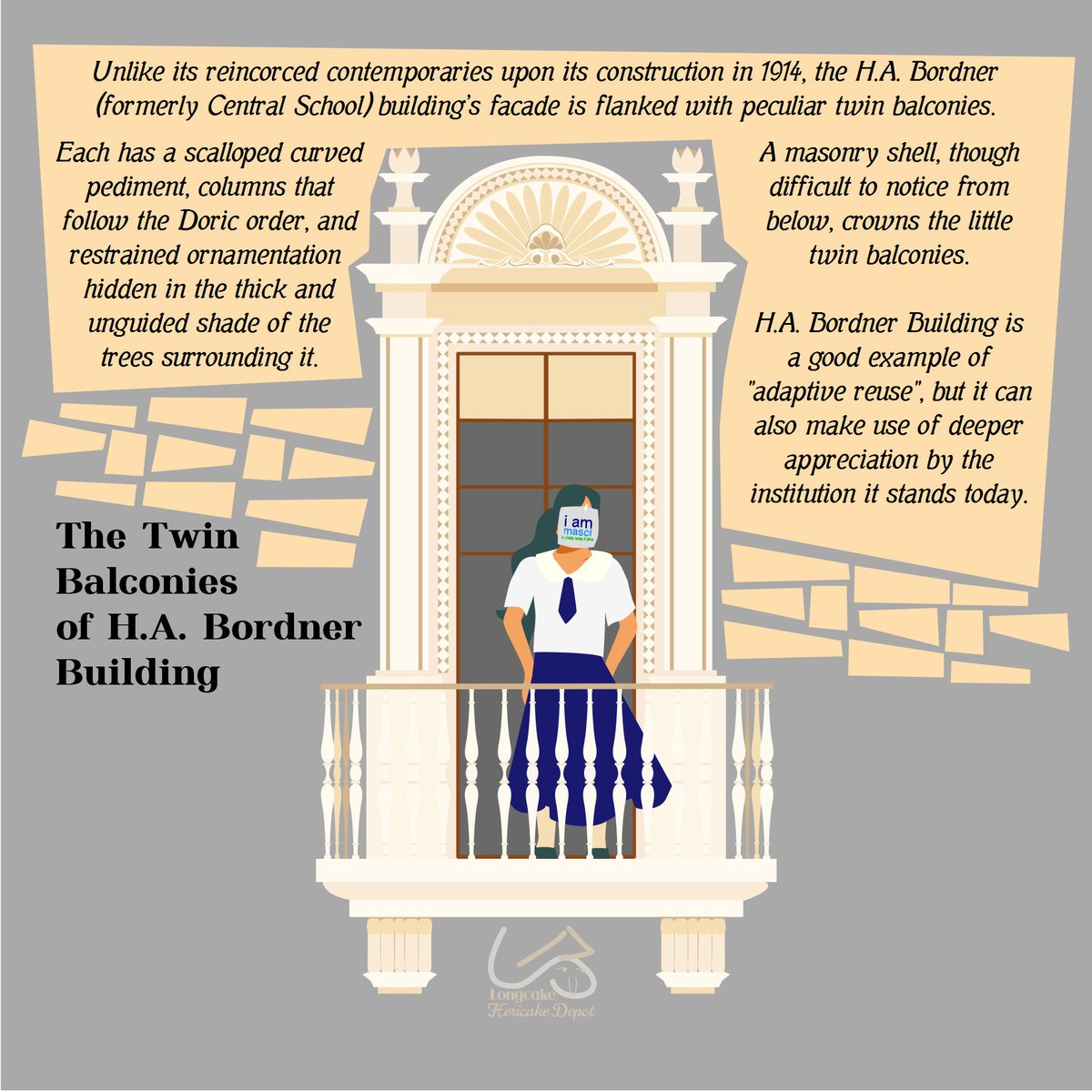 longcakedepot's tweet photo. An attempt in recreating the twin balcony design of H.A. Bordner Building of Manila Science HS #artph #susteyn https://t.co/HJsP7wfFRb