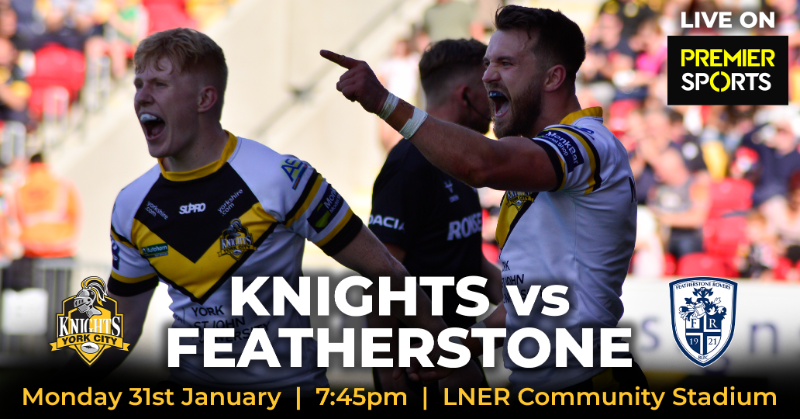 YorkRLFC's tweet photo. 🏟️ 𝐌𝐎𝐍𝐃𝐀𝐘 𝐊𝐍𝐈𝐆𝐇𝐓 𝐋𝐈𝐆𝐇𝐓𝐒! 📺

We are delighted and proud to confirm that we will host the first Monday night live match on @PremierSportsTV as part of the new broadcast arrangement when we host @FevRoversRLFC on Monday 31st January!

#WeAreYork⚔️