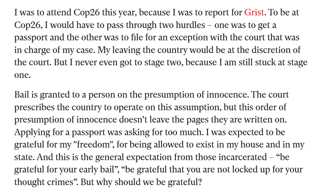 I was supposed to be at COP26 coz I was supposed to report for <a href="/grist/">grist</a> coz I deserved to be there, but I was denied my passport, despite following due process. 88 days since I applied for a passport &amp; I still don't have it so I wrote about it 
independent.co.uk/independentpre…
(1/3)