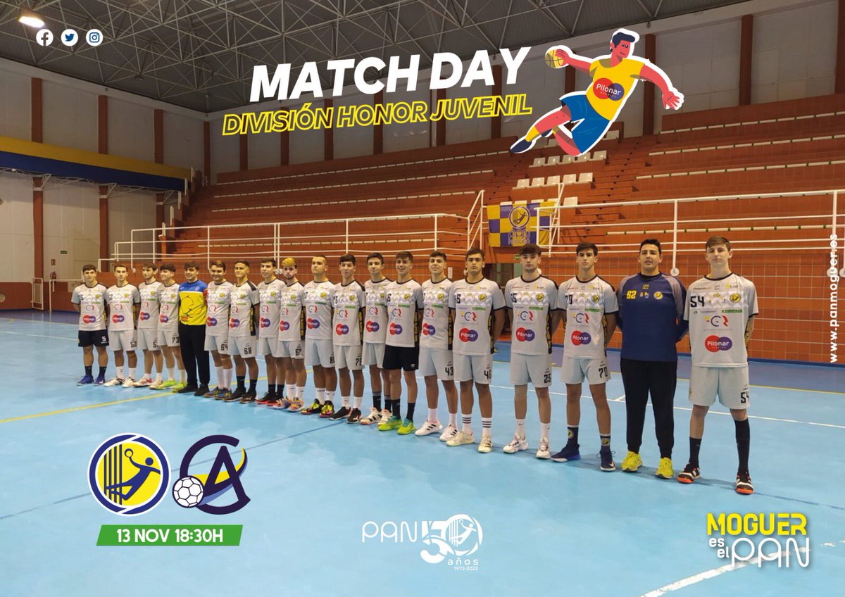 🚨 MATCH DAY 🚨

¡Recuerda! Estos chicos te esperan esta tarde en el 📍Pabellón Zenobia.

<a href="/El_Pilonar_SCA/">Pilonar Berries</a> PAN Moguer 🆚 Ubago <a href="/bmciudaddealgec/">BM Ciudad de Algeciras</a> 

🕒 18h30 
🏆 División Honor Juvenil Andaluza 

💛💙 #EscuelaBalonmanoPAN #moguereselpan