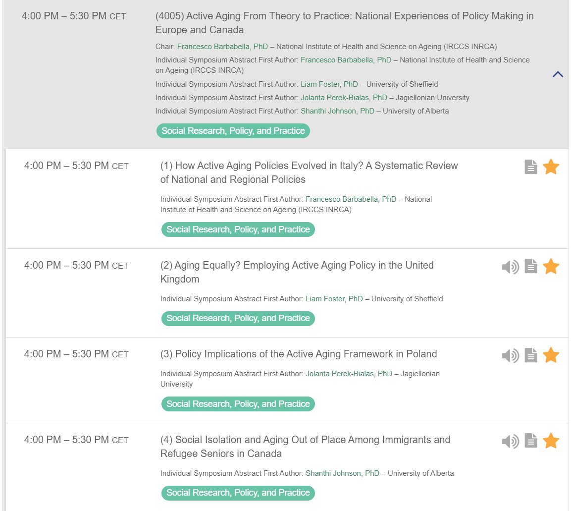 f_barbabella's tweet photo. Tip for how to spend a Saturday? Join our symposium on #activeageing today at #GSA2021 at 10.00-11.30 EST / 16.00-17.30 CET! We will provide views of policy-making in Italy, UK, Poland and Canada with Liam Foster, @JolaPerekBialas &amp; @Testudinate, @ShanthiJohnson. See you soon! https://t.co/MT6LTSpmva
