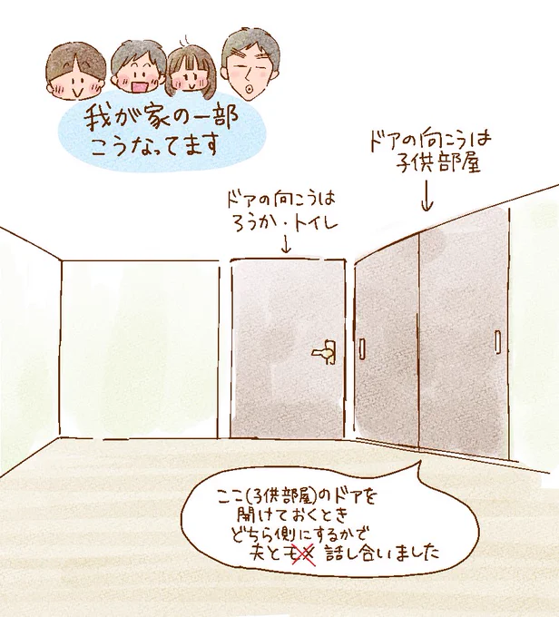 わが家の両開きの引き戸、どちら側を開けておくかで夫と意見が食い違った話。
#コミックエッセイ
#漫画が読めるハッシュタグ
#イラスト 