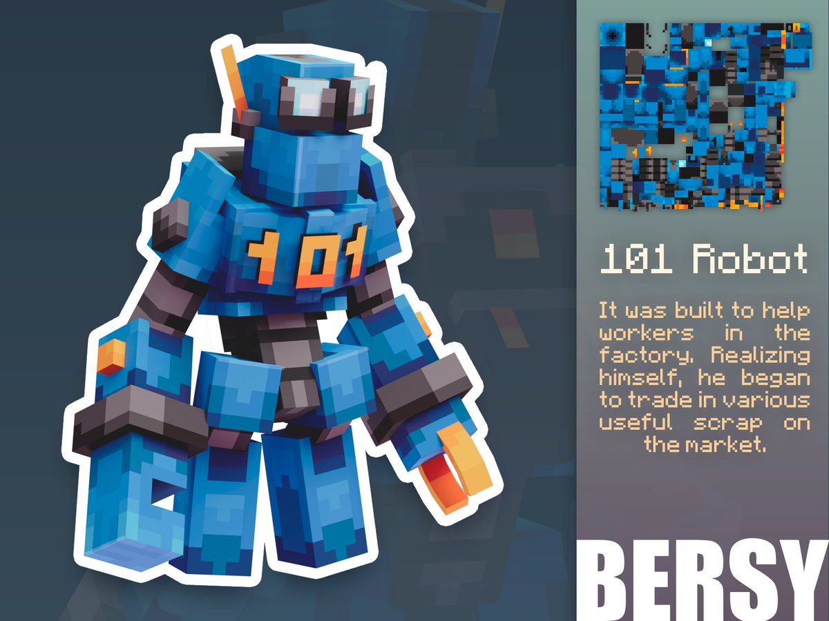 BersyBox's tweet photo. Bip-bop-WOOF! 🤖🐶

Here is 101. Big boy from THE ARKE java server. Tried to experement with render this time.

#Blockbench #Lowpoly #Render #Minecraft https://t.co/z7VNdQCrxB