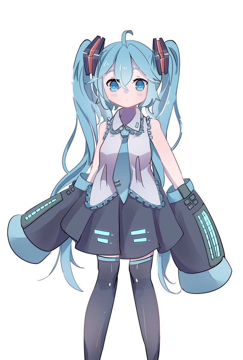 初音ミク「過去絵の初音ミクさん かわいすぎて泣いてる 」|かまだ@お絵描きダイエッターのイラスト