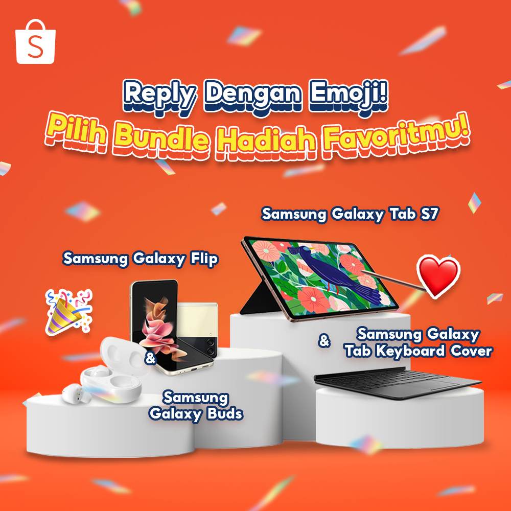 Sobat Shopee! Coba kasih tau mimin dong! Kalian mau bundle hadiah yang mana nih?
Tinggal REPLY pakai emoji aja kok! Siapa tau abis ini mimin kasih kejutan buat kamu~ #ShopeeID