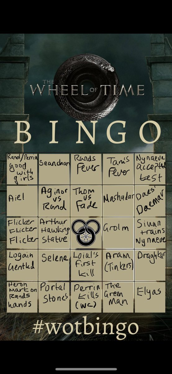 Only like 40chapters in book 2 but this is the best I can think of! Mind my handwriting 🥲 #wotbingo