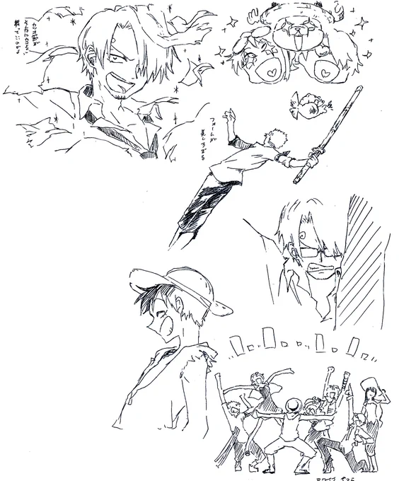 オマツリ男爵観たときの落書き、しんどいシーンからペンが進まなくなってて草 