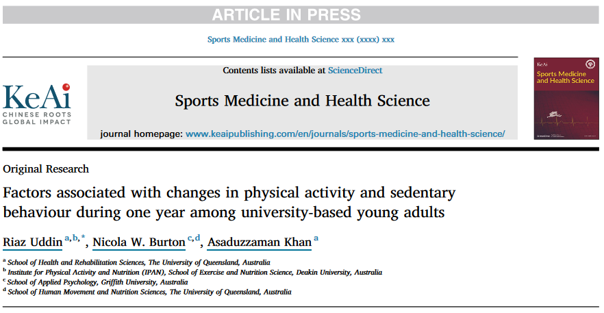 cmueller_PhD's tweet photo. Factors associated with changes in #PhysicalActivity and #SedentaryBehaviour during one year among university-based young adults 👇
Well done @UddinKPR 👏
#HealthPromotion
#UniversityHealth
https://t.co/KUQvazSine https://t.co/w9ZjKmrWlO