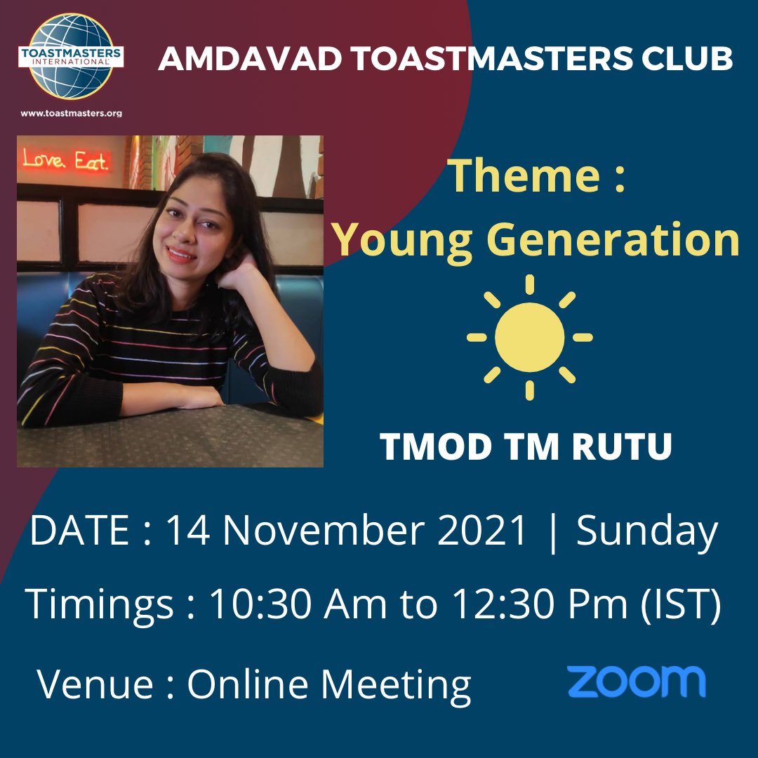 Toastmaster_ahd's tweet photo. On the occasion of *Children’s Day* to channelize the child inside you do join our meeting hosted by *TMOD TM Rutu* 

*Meeting/Registration Link:*
https://t.co/0hT8t311rM

🔆🔆🔆🔆🔆🔆🔆🔆🔆🔆🔆

Instagram:  https://t.co/0VvYilf1oZ

Website: https://t.co/IgCxIuHdPx https://t.co/KEwA32LR8B
