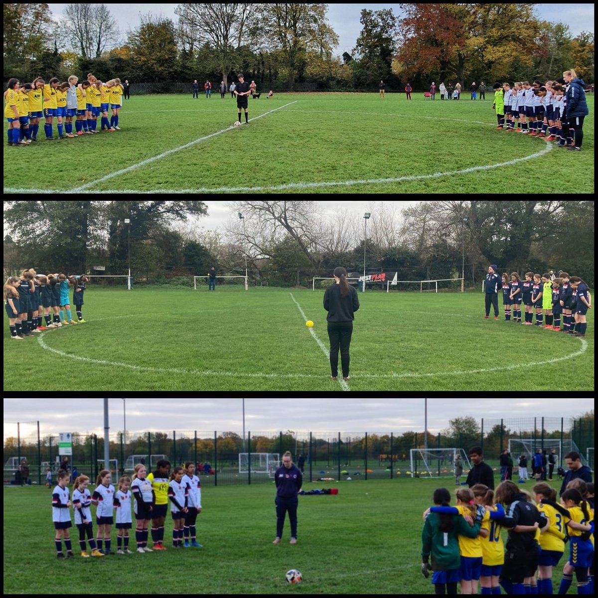 DenhamUnitedLFC's tweet photo. #RemembranceDay2021 

Our U11s U12s and U13s together with @StarletsFC U12s , @CityYouthFC U11s &amp; U13s and parents respecting a minutes silence before their matches today. 
#WeWillRememberThem 
#footballremembers https://t.co/GrY7KQBJRi