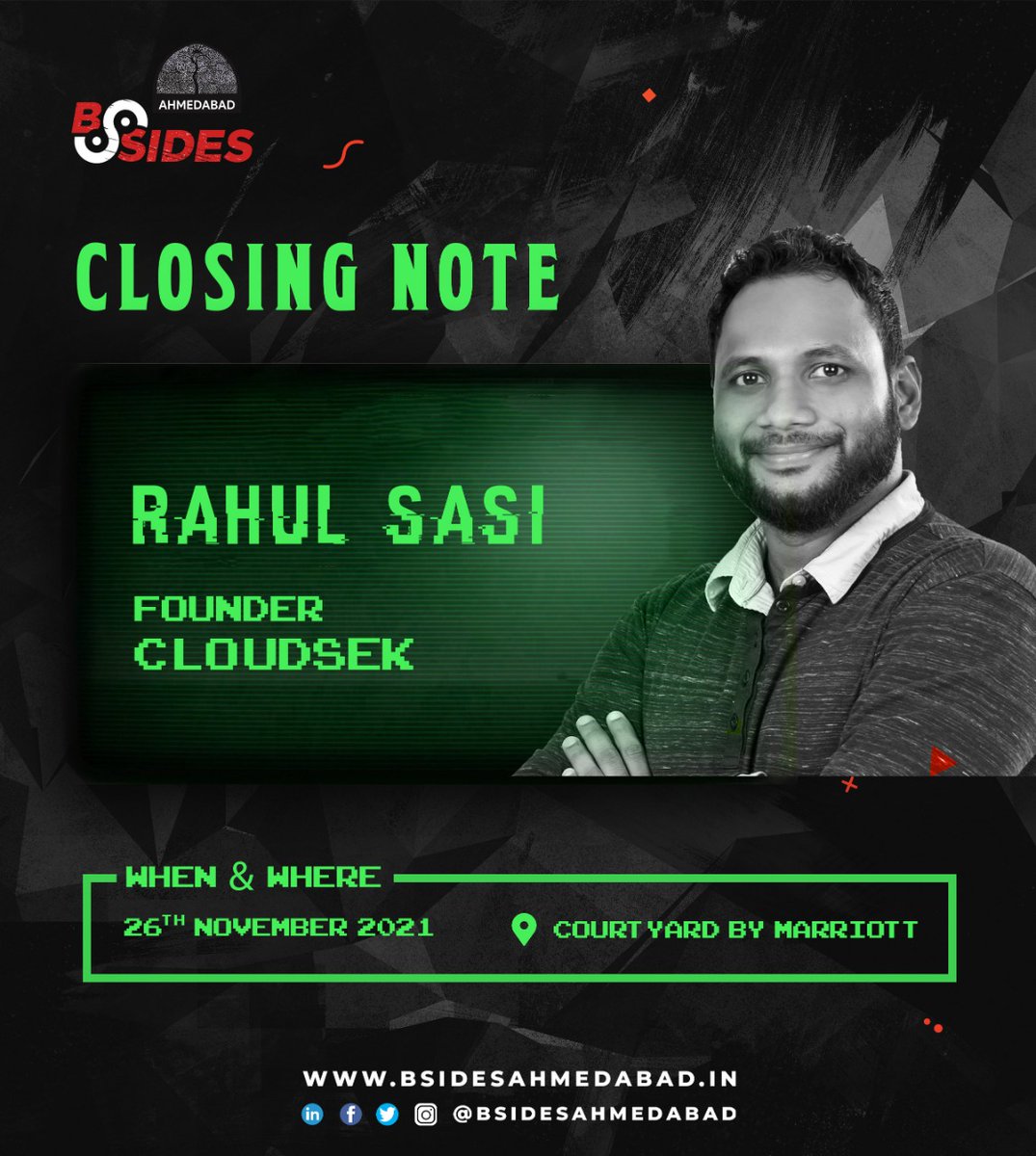 bsidesahmedabad's tweet photo. We are thrilled to have @fb1h2s as our closing note address π
Be at BSides Ahmedabad 0x02 to catch the closing remarks from the Founder @cloudsek
#BSidesAhmedabad #BSidesAhmedabad2021 #SecurityBSides #CyberSecurity #Hacking #AppSec #InfoSec #Conference #ClosingNote #Speaker https://t.co/Sk7UQHmsh6