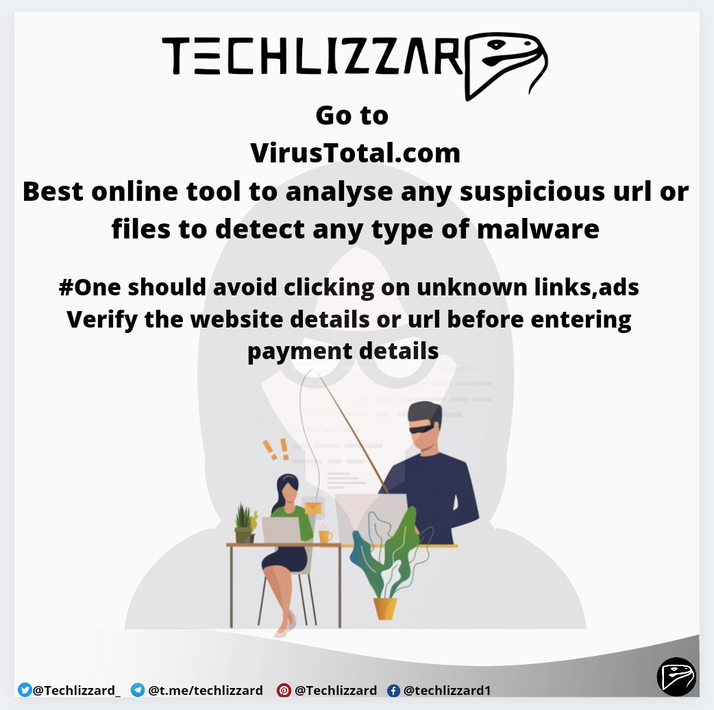 Techlizzard_'s tweet photo. Some interesting #cybersecurity tips you may need to know
Stay updated with: @Techlizzard_

#techlizzard #Facts #Hackers #cybercrime #loT #malware #StaySafe #virus #hacked #sms #email #password #security #datatheft #NFTs #virustotal #Phishing #cyberattacks #Metaverse #url #link https://t.co/XTdxmTwmXU