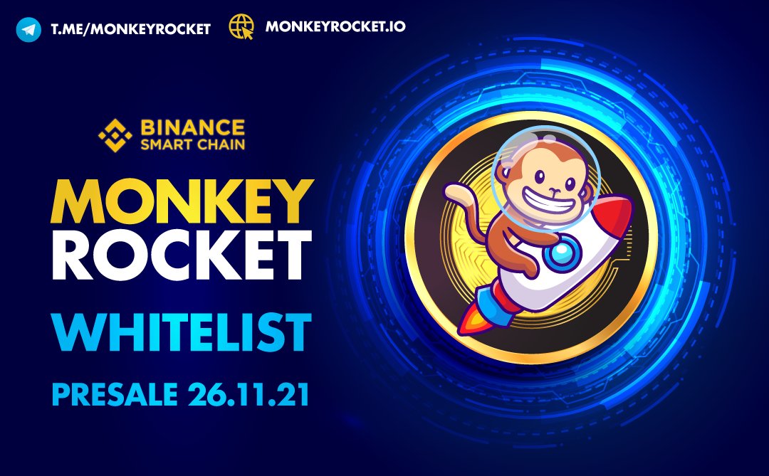 💰WhiteList Open 💰 
All Whitelist applicants are able to buy Monkey Rocket 30 minutes before the general public 
(Winners 1 hour before). Hurry up!
 
Get Your WhiteList Spot Now ➡➡

gleam.io/Xqhdx/monkey-r…