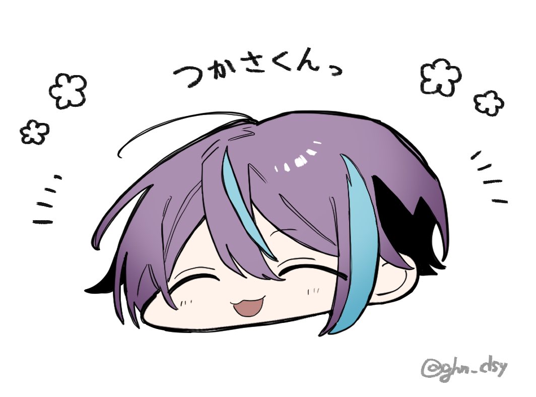 streaked hair closed eyes twitter username 1boy solo purple hair white background  illustration images