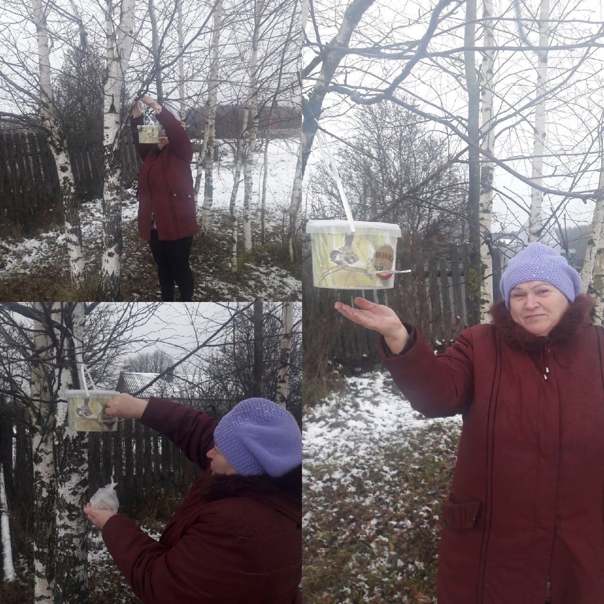 Rodniki_ER's tweet photo. Чтобы поверить в добро надо начать его делать. Л.Н.Толстой.                                      Члены п/о д.Ситьково  из подручных материалов сделали кормушки для братьев наших меньших - птиц и разместили кормушки на деревьях с кормом #Ер37,#НеделяДобрыхДел,#ДеньДоброты https://t.co/z6g5DuhafH