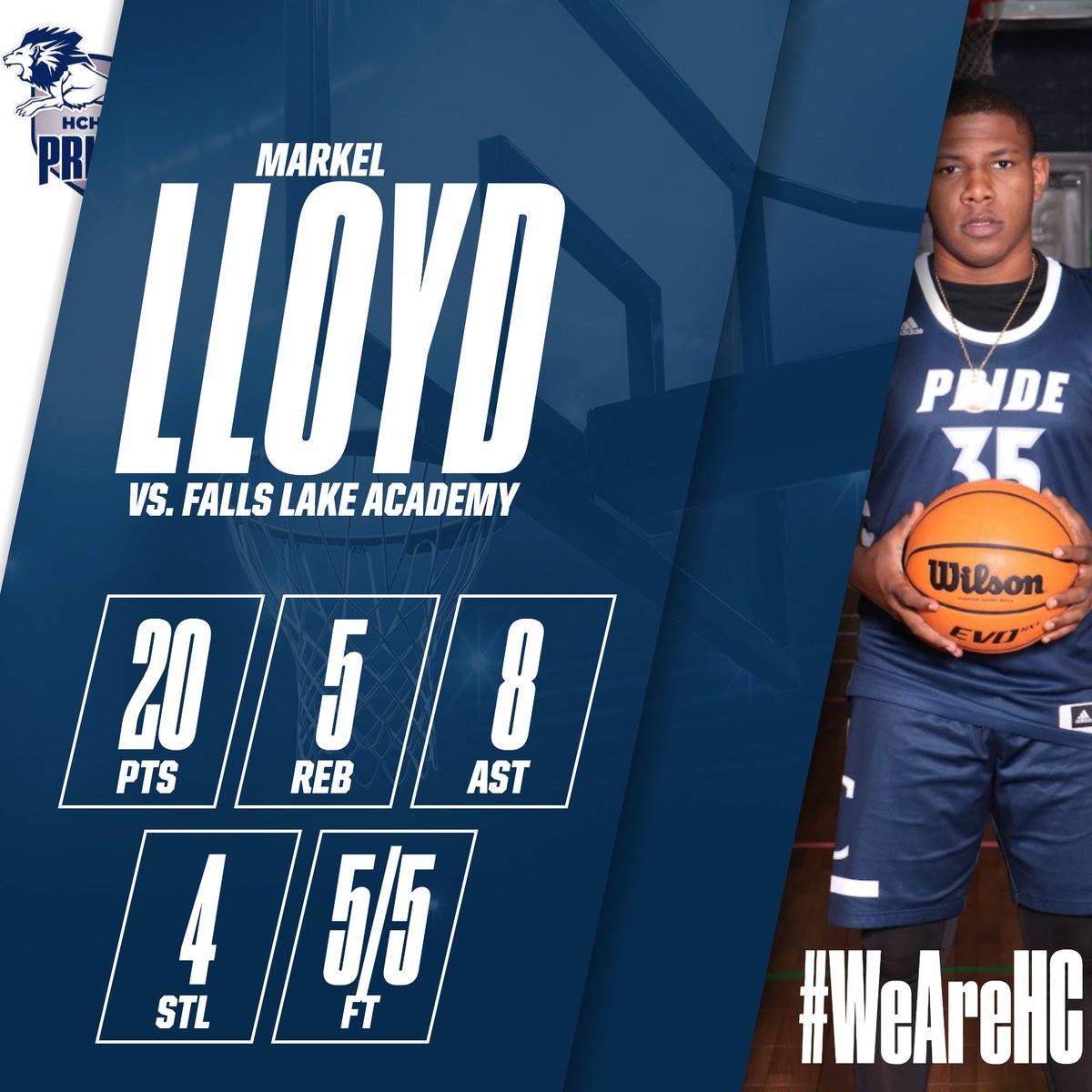 HCPrideMBB's tweet photo. 🚨Player of the Game🚨

What a night for senior leader @Mclll35! His most complete performance of the year with 20 pts/5 rebs/8 asts/4 stls. Made plays yesterday that were smart and selfless. Keep up the great work Kel!

Tough &amp; Together. #WeAreHC 🦁♥️ https://t.co/bLPDXTvmVr