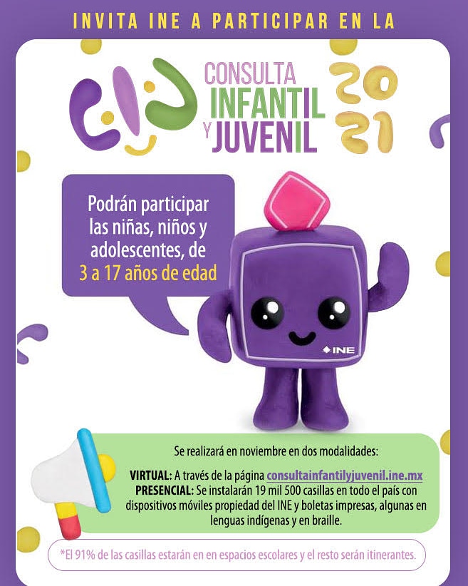 RegedhemAC's tweet photo. En la Consulta Infantil y Juvenil 2021, niñas y niños daremos nuestra opinión sobre temas que nos impoetan, ¡Participa!
@RegedhemAC💚⚡ @INEMexico https://t.co/Nlrtf4rDi0