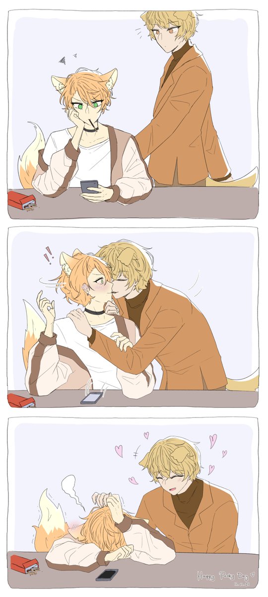 (late) pocky day scribble ft. keese 🦊🐶💓 #oc 
