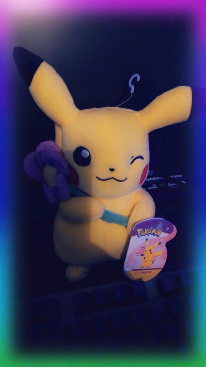 scarebaer81's tweet photo. “You know what’s better than flowers?” 😍🥰😘@SmallBrownDoggo 💛💜#Pikachu https://t.co/nYLdd9lZym