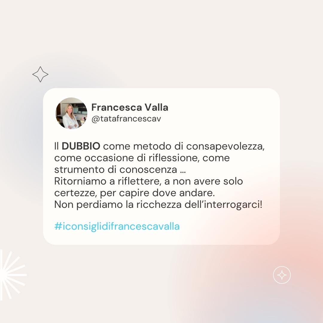 Di getto commentate se DUBBI ne avete? ✋🏽
Ora vi racconto perché il dubbio diventa risorsa 👇🏻
#giornatamondialedellagentilezza #gentilezza #iconsiglidifrancescavalla #unatatainfamiglia #grnitoriefigli #genitorialitaconsapevole #dubbi