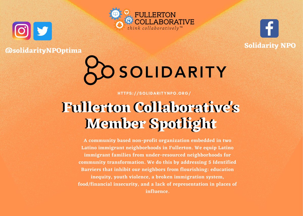 fullertoncollab's tweet photo. Solidarity plays an impactful role within our community. Check out their website and social media accounts! #getconnected #memberspotlight #fullertoncollaborative #solidarity #impact https://t.co/HzVD0wBaM4