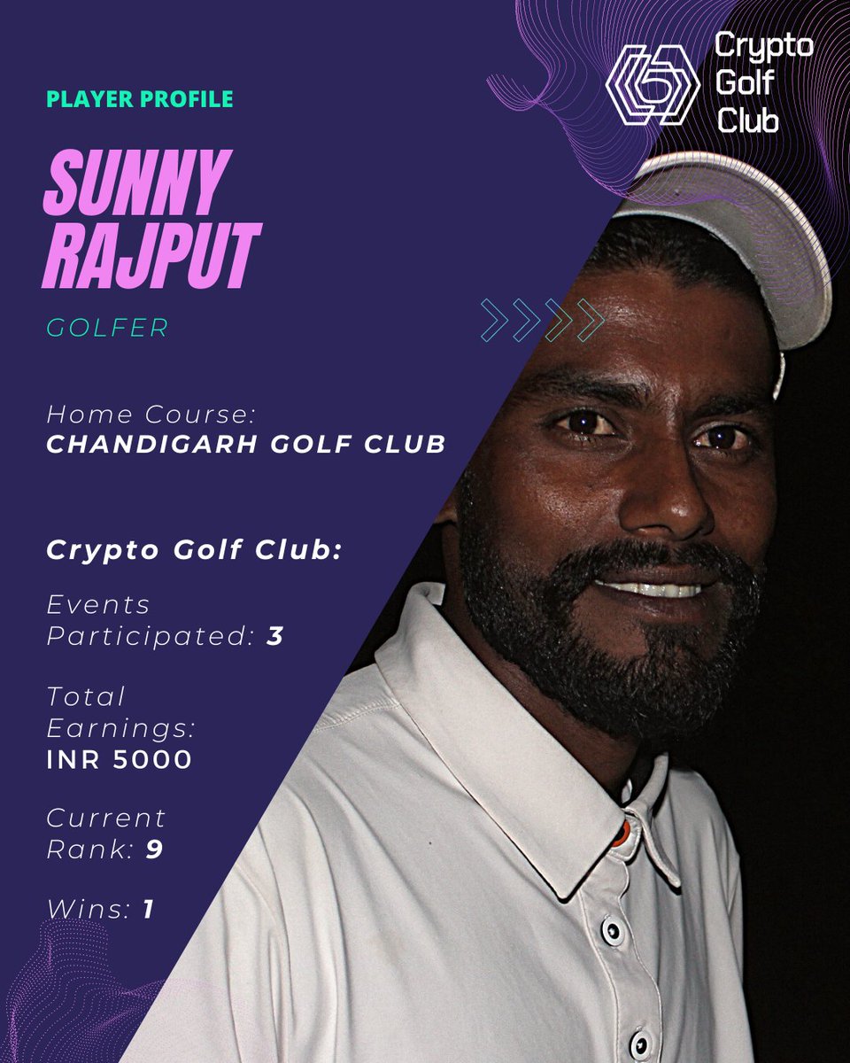 cryptogolfclub's tweet photo. At rank 9, introducing Sunny Yadav. We have seen Sunny hit amazing putts and giving tough competition to the opponents. Can't wait for his performance in upcoming events. β³πβ
Designed by @another_fanatic
#golf #cryptogolfclub #cryptocurrency #NFTCommunity https://t.co/ZlsQuKjeCG
