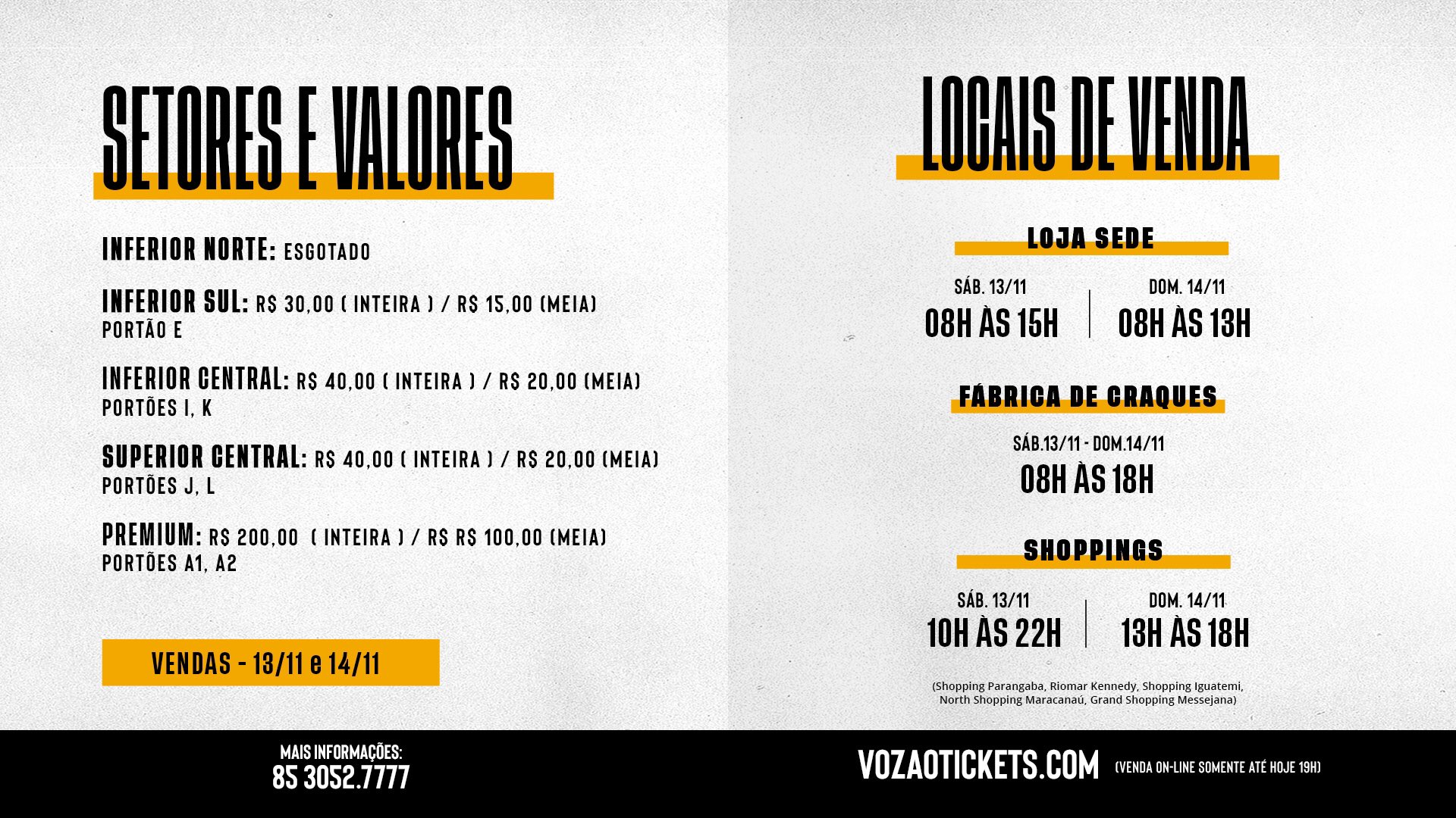 Confira os valores e locais para a compra de ingresso para este duelo no Castelão. Fonte: Ceará SC/Twitter