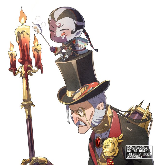 おやつの時間。
じいちゃんは別に怒ってない、目つきの悪い衣装なだけで。
(ネタ元フォロワさん、許可もらい済み) 