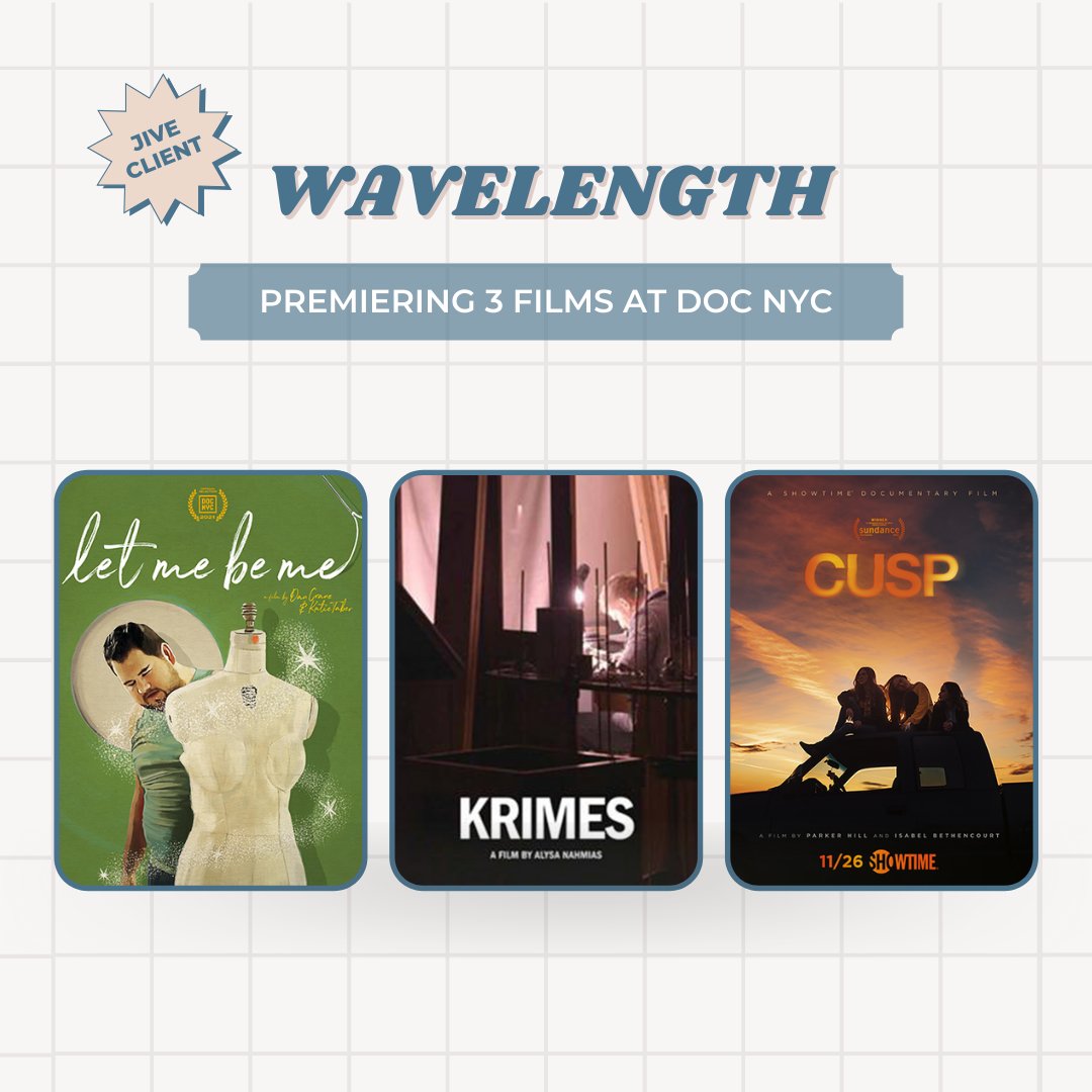 jiveprdigital's tweet photo. #JiveClient @Wavelengthprods is premiering three films at the 12th edition of @DOCNYCfest! Films include the World Premiere of LET ME BE ME, alongside the New York Premieres of their films KRIMES and CUSP. 🎬

Learn more about the films and ticketing at https://t.co/2v21GI838C https://t.co/NJXLk0Daiq