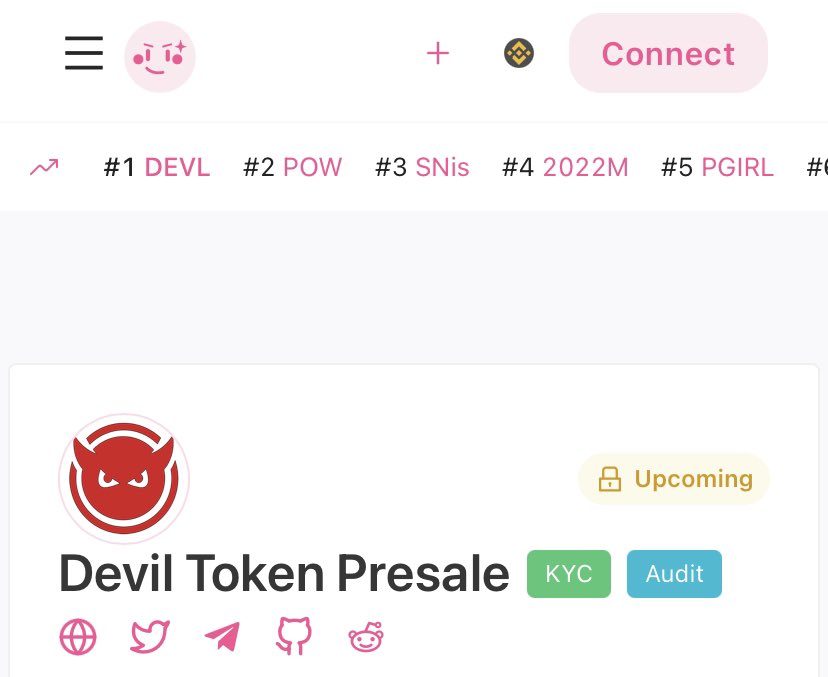 DevilTheCrypto's tweet image. #DEVL trending #1 on @pinkecosystem. How much more bullish than that do you get?

Now do you see the 100x? #presale #100xgem #BinanceSmartChain 

We’re ready 😈