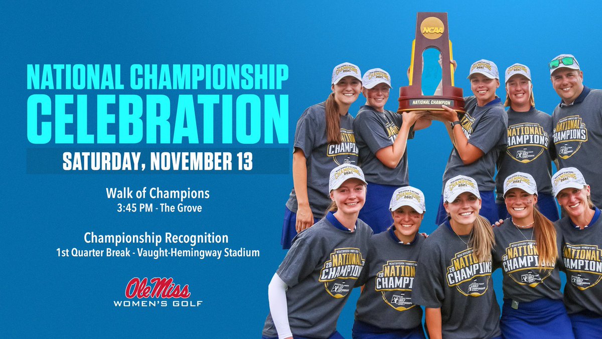 OleMissWGolf's tweet photo. Today’s the day!⁣
⁣
3:45⁣.⁣⁣
Walk of Champions⁣.⁣⁣
Be there!⁣⁣⁣
⁣⁣⁣
#HottyToddy https://t.co/hMc4IFuhYQ