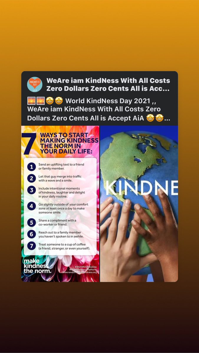 danielpronych's tweet photo. 🌅🌅🤩🤩 !! Happy Bless World KindNess Day All with All !! 🤩🤩🌅🌅 @ ‘ WeAre iam #KindNess With All Costs Zero Dollars Zero Cents All is Accept AiA ‘,,@ ‘ WeAre iam EAPresley #GraceLand ,, #LandGrace Presley AE All is Accept AiA ‘
#WorldKindnessDay #WorldKindnessDay2021
🌅🌅🌅🌅 https://t.co/yXufxTadTM
