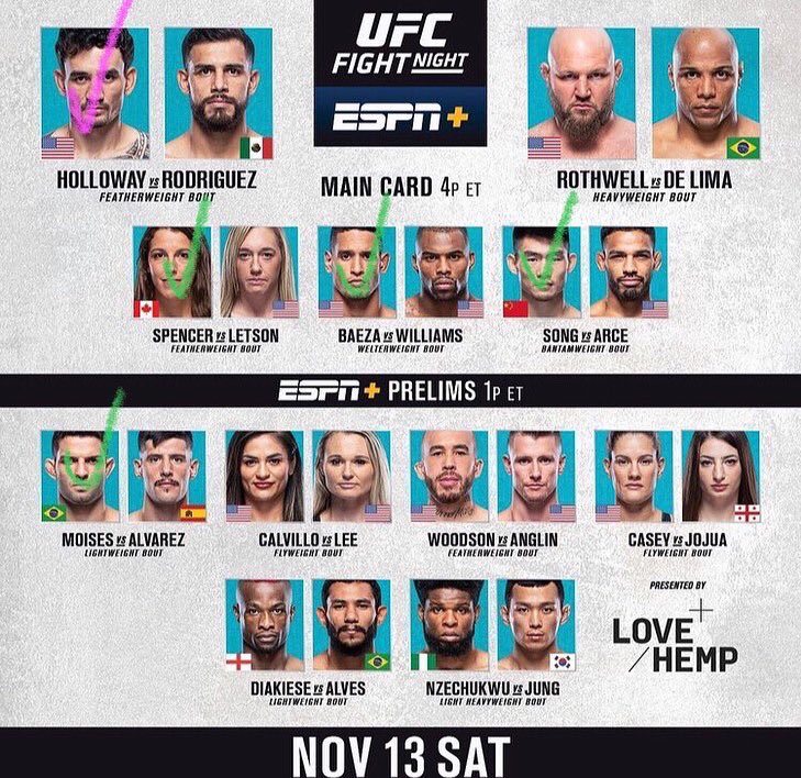 em_punch's tweet image. Here are our parlays for UFC Vegas 42
Jason’s picks = 🔵
Aaron’s picks = 🟢
Locks 🔐 = 🟣
#sportsbetting #UFCVegas42 #ufc #FreePicks #MaxHolloway #Fights