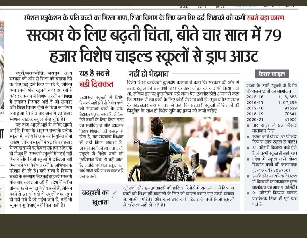 ramraj_dhaker's tweet image. माननीय शिक्षा मंत्री महोदय एवं मुख्यमंत्री महोदय इस संवेदनशील मुद्दे को ध्यान में रखते हुए दिव्यांगों को राहत प्रदान करें उन्हें न्याय दें उनके लिए विशेष शिक्षकों की नियुक्ति करें जो शिक्षकों दिव्यांग बच्चों को सामान्य जीवन जीने के लिए काबिल बना सकें बहुत संवेदनशील है