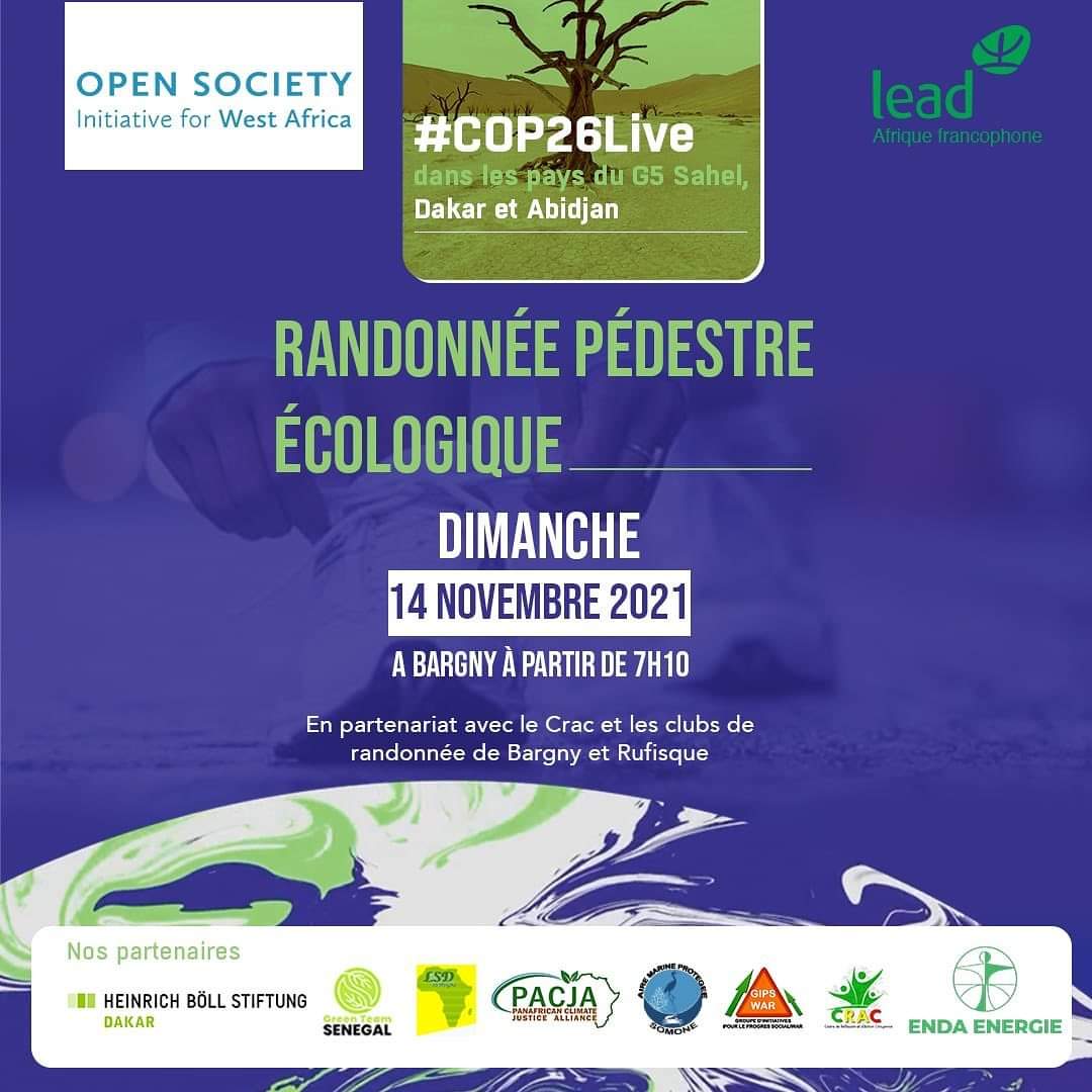 endaenergylinks's tweet photo. La #COP26Live organisée en marge de la 26ieme conférence des parties qui s’est tenue à Glasgow, vous donne rendez-vous sur le terrain après une semaine de panels. Ce dimanche nous serons à Bargny avec #CRAC pour une randonnée écolo à partir de 07h du matin.
#EndaCop26 #Cop26 https://t.co/QBWHA7amxQ