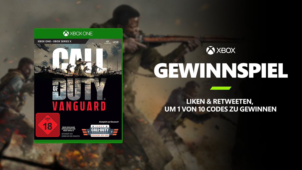 XboxDACH's tweet image. 💥GEWINNSPIEL💥

Wir verlosen 10x 1 Key für Call of Duty: Vanguard!

So macht ihr mit:
1. @XboxDACH folgen ✅
2. Tweet liken + RT ❤️🔁

TNB 👉 xbox.com/promotions/swe…