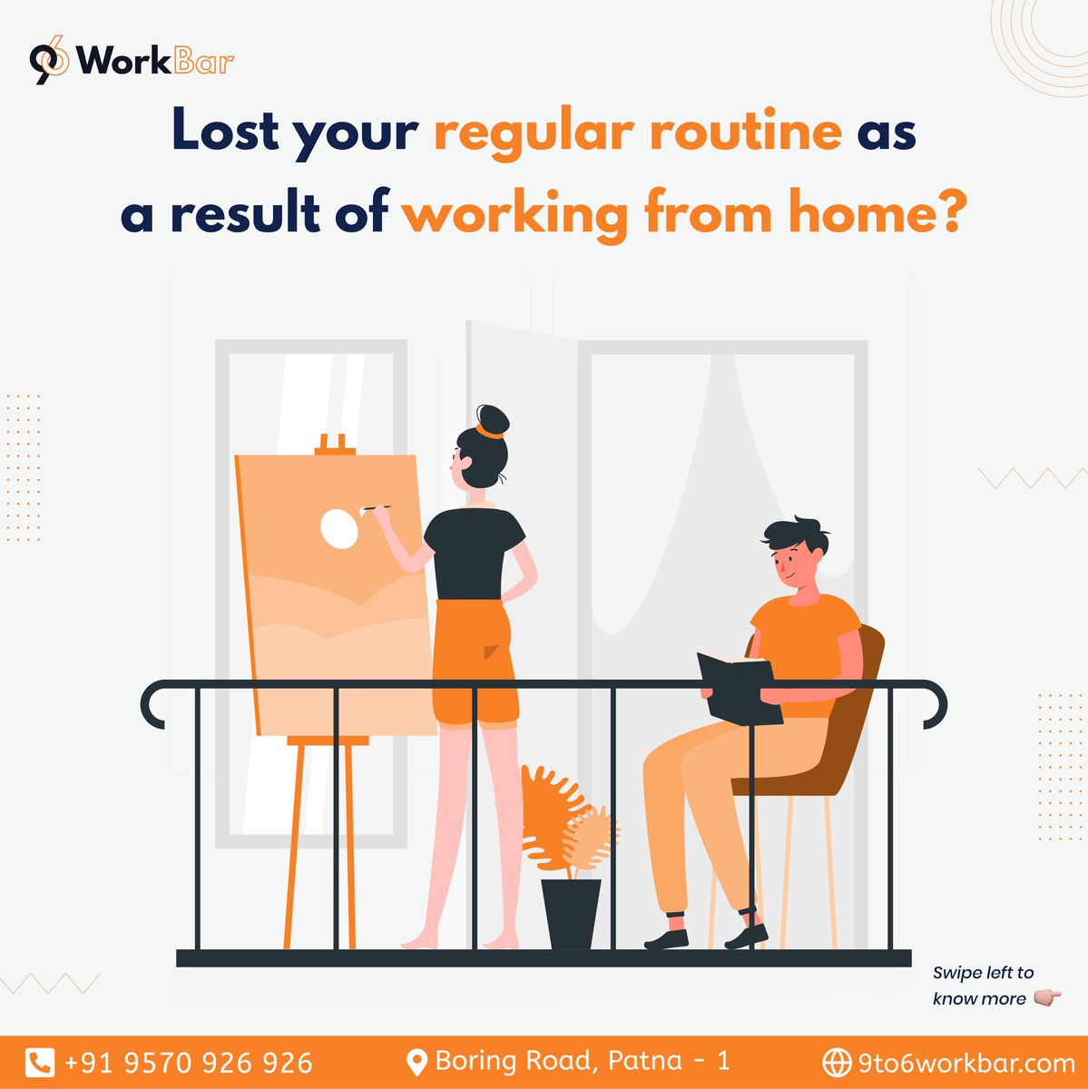 9to6workBar's tweet photo. Lost your regular routine as a result of working from home ? ☹️

Well head over to 9 to 6 Work Bar and rejoice your creative soul !🤩

#CreativeSociety  #lockdown #WFH #WorkFromAnywhere #routine #9to6workbar #Collaboration #transformation #result #rejoin #coworking #fineart https://t.co/ASq8ecgicC