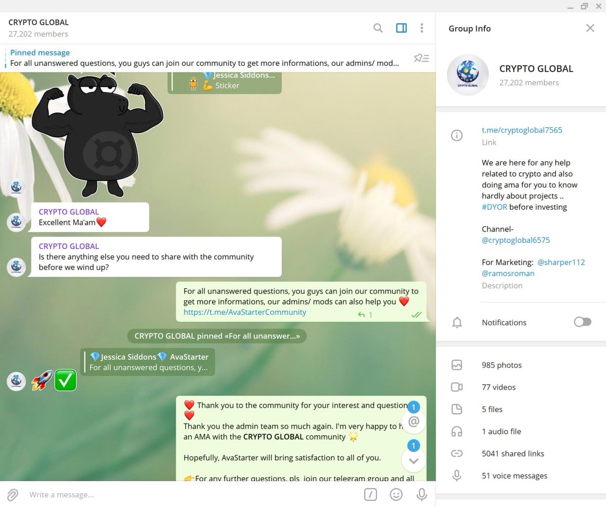 📩Another successful AMA with the @cryptoglobal6575 ! 
Thank you so much, and let's keep following AvaStarter!❤️