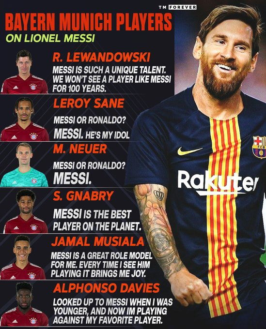 GoalZoneX's tweet photo. The way Bayern Munich players rate Messi is pure class👏 https://t.co/vmu9HPNcVS