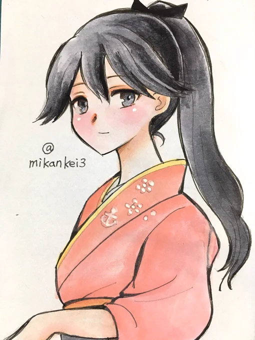 鳳翔です♪ 1921年11月13日進水! #艦これ版深夜の真剣お絵描き60分一本勝負 #艦これ版真剣お絵描き60分一本勝負_20211113 #鳳翔 #艦これ #鳳翔進水日 